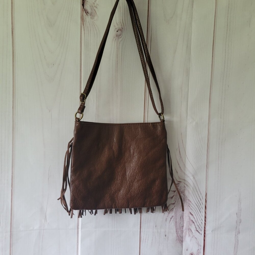 T-shirt & Jeans Crossbody Purse/Bag, Fringe, Faux Leather. - Picture 3 of 9